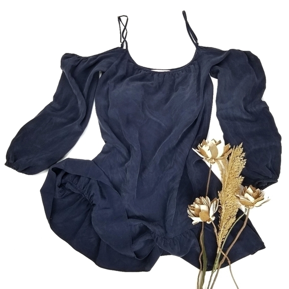 Lilly Pulitzer Blue Silk Cold Shoulder Dress XS - Picture 7 of 8